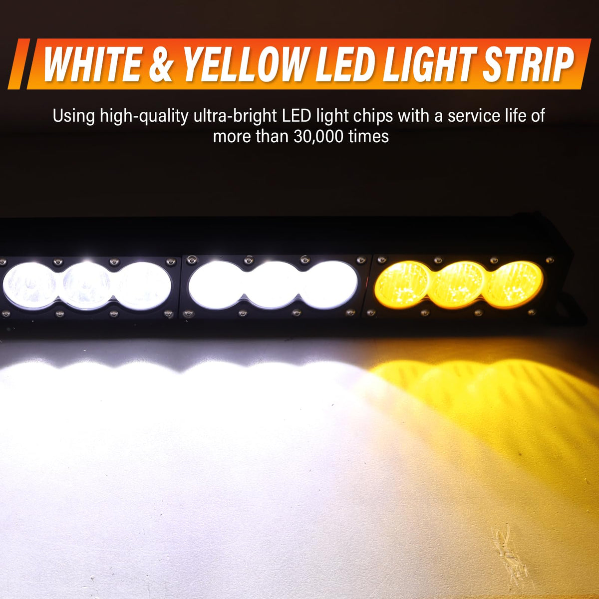 SKYWORLD 44inch Amber&White Fog Light 240W Led Bar 4x4 with 12v Wiring Harness Kit, Led Light Bar for Offroad Vehicles Car Trucks ATV UTV SUV