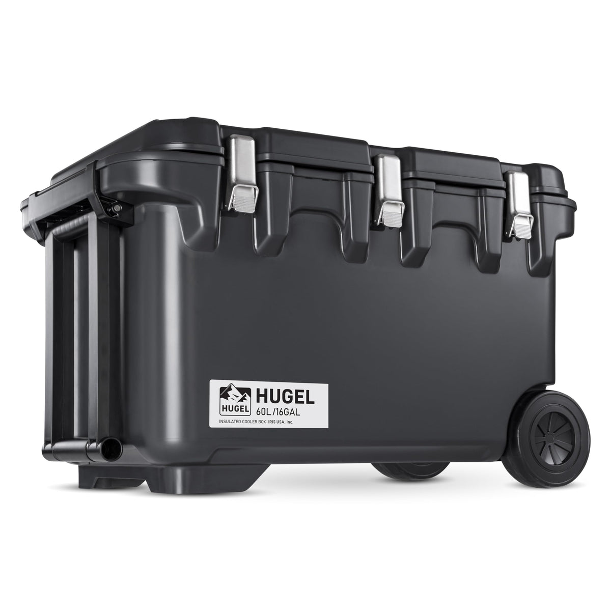 IRIS USA Hugel 64 QT Wheeled Cooler, Heavy-Duty Ice Chest with Metal Buckles, Leak-Resistant, Durable Hard Cooler for Camping, Fishing, Beach, Road Trips, Gray
