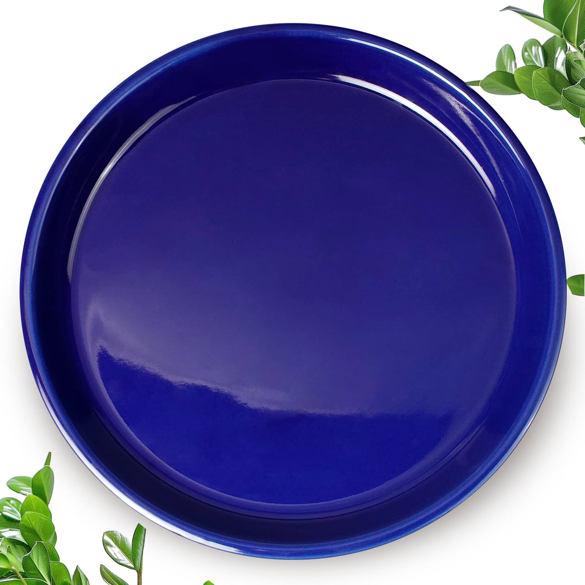 EPFamily Plant Saucer for Outdoors - Ceramic Plant Saucer, 10 Inch Plant Trays for Indoors, Round Flower Pot Saucer, Large Plant Drainage Tray, Plant Plates to Catch Water Blue