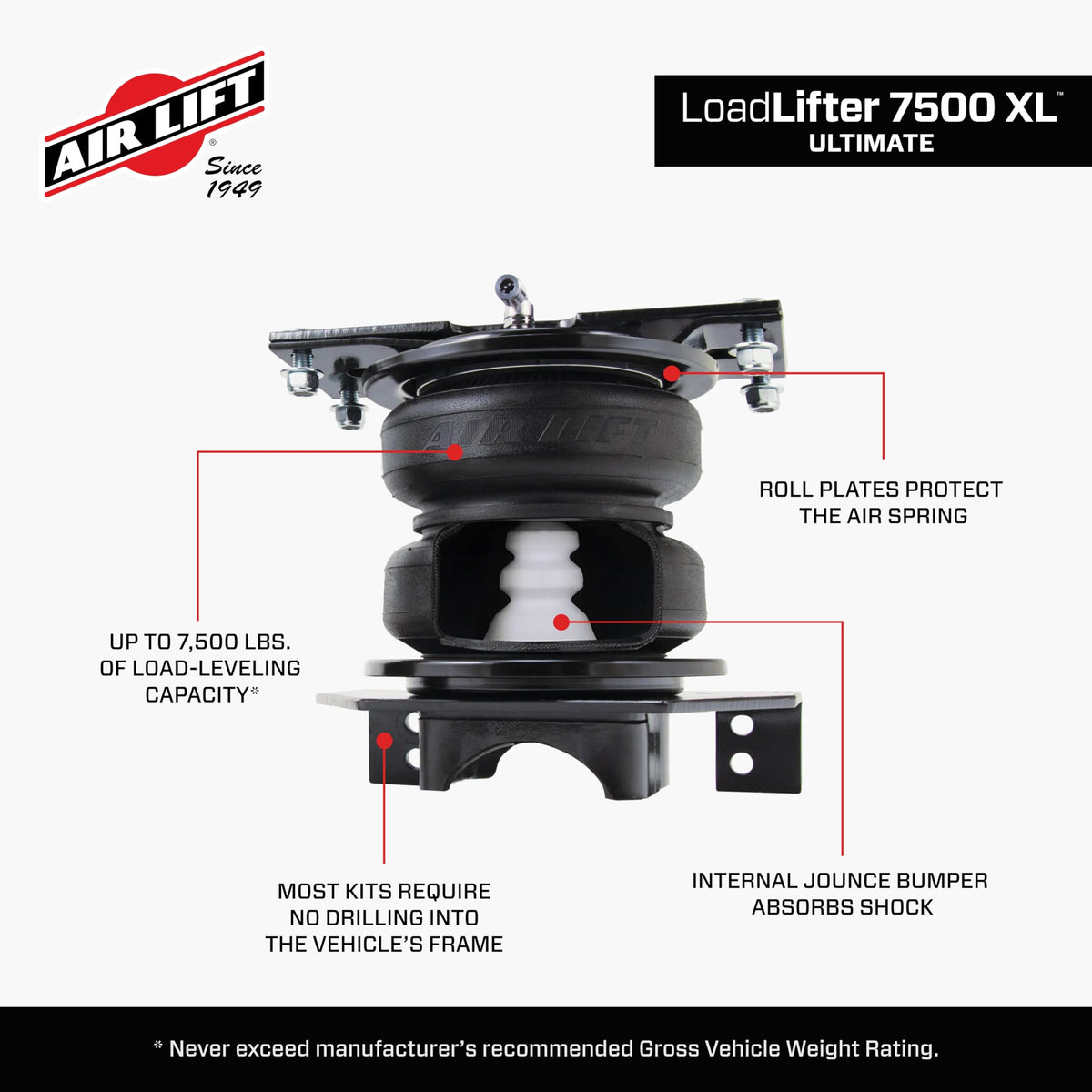 Air Lift LoadLifter 7500 XL Ultimate Air Spring Kit for 2011-2019 Chevrolet Silverado 2500HD/3500HD RWD/4WD, 2011-20219 GMC Sierra 2500HD/3500HD RWD/4WD - 57538