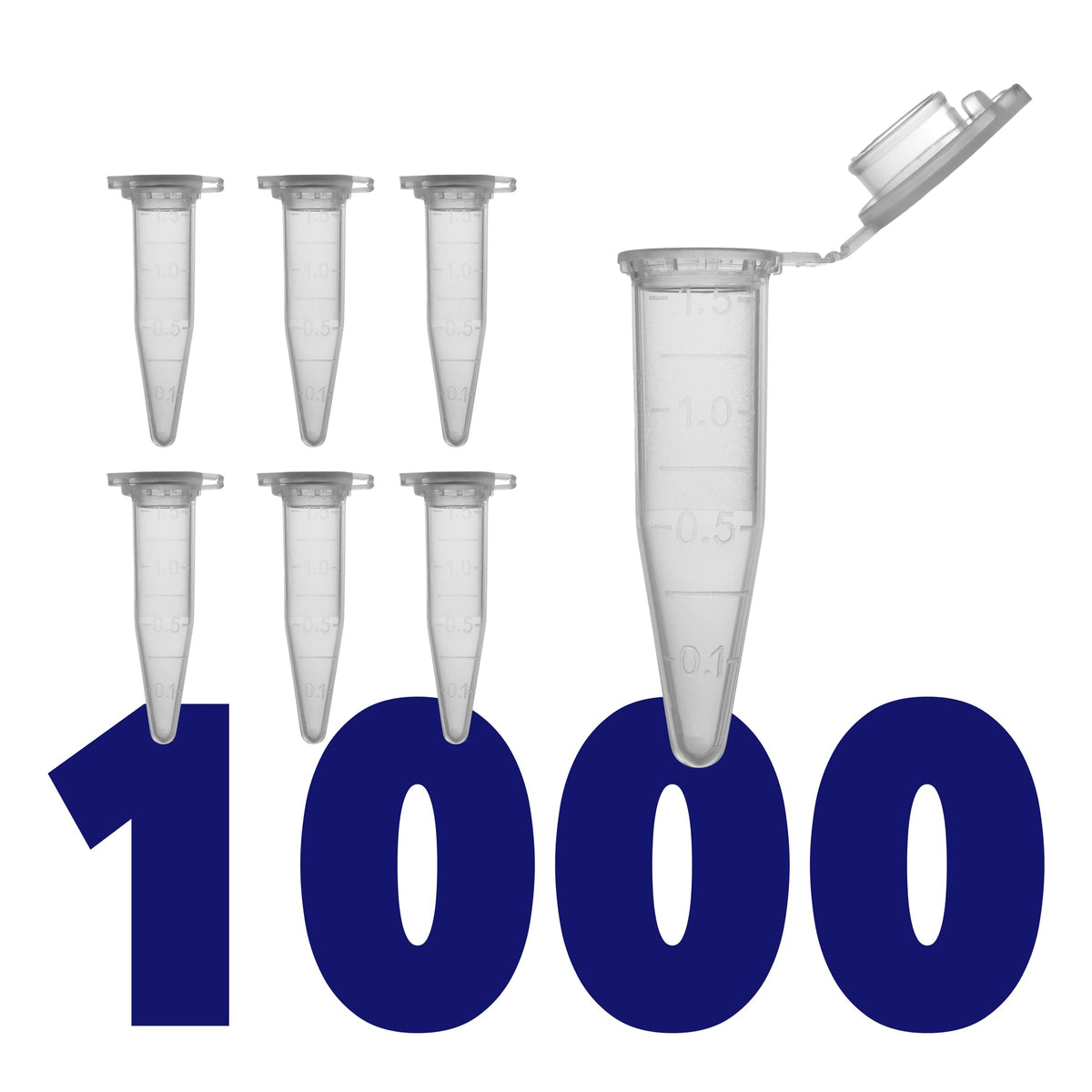 Kashi Scientific 1.5mL Clear Snap Cap Microcentrifuge Tube with Graduation, Lab Grade Polypropylene Plastic [1.5mL, 1000]