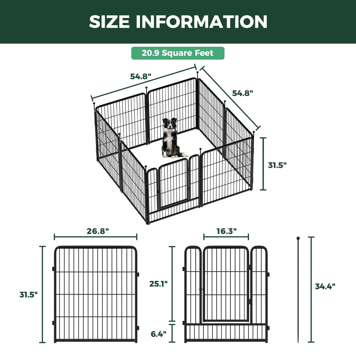 FXW Rollick Unleashed Dog Playpen for Indoor, Yard, RV Camping, 32 inch 8 Panels for Small and Medium Dogs│Patented