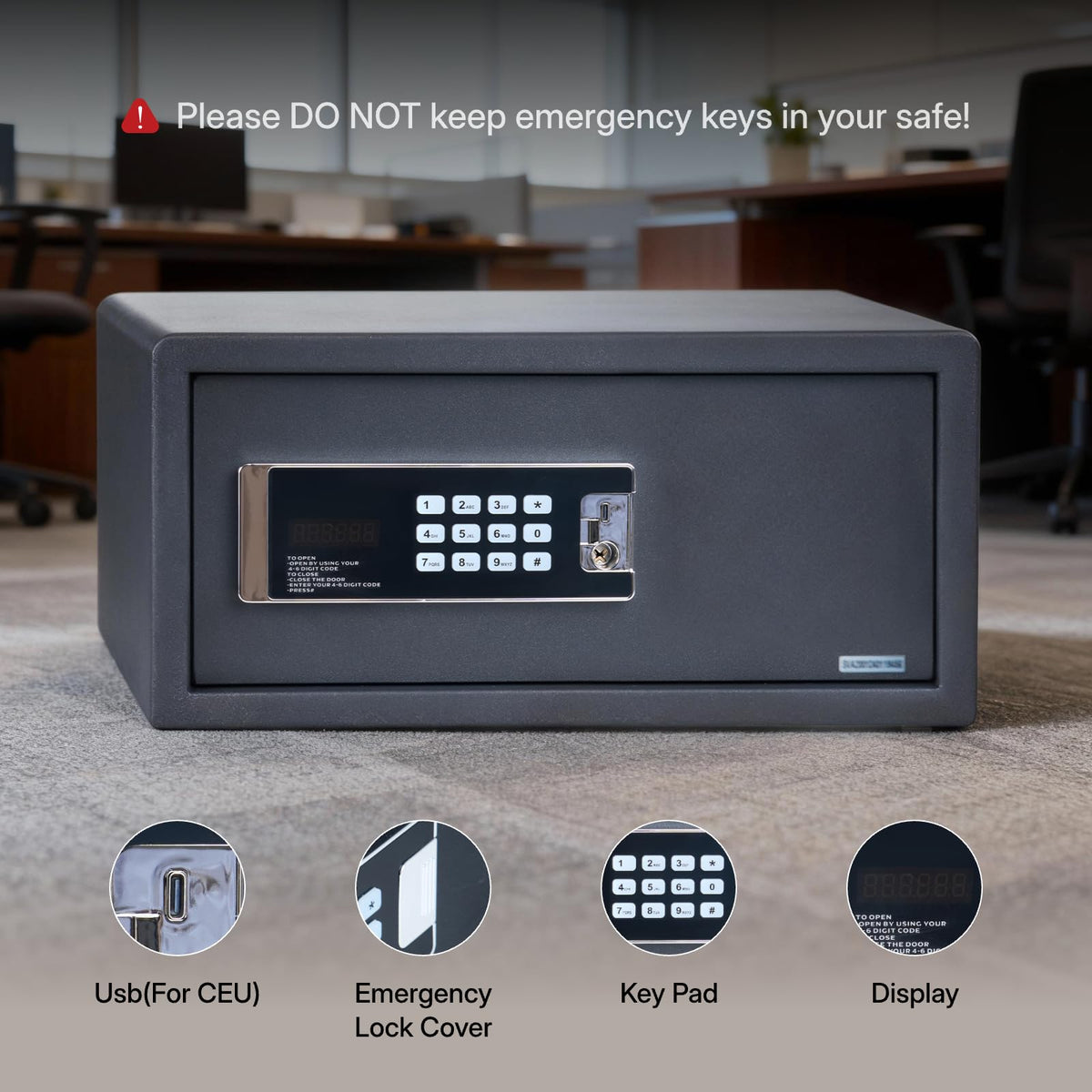 NORTHSKY Safe Box, 0.9 Cubic Feet Safety Box for Home, Anti-theft Fireproof Lock Box with Digital Keypad Key Lock, Safe for Valuables Jewelry, Cash and Documents, 16.6"W x 14.6"D x 7.87"H