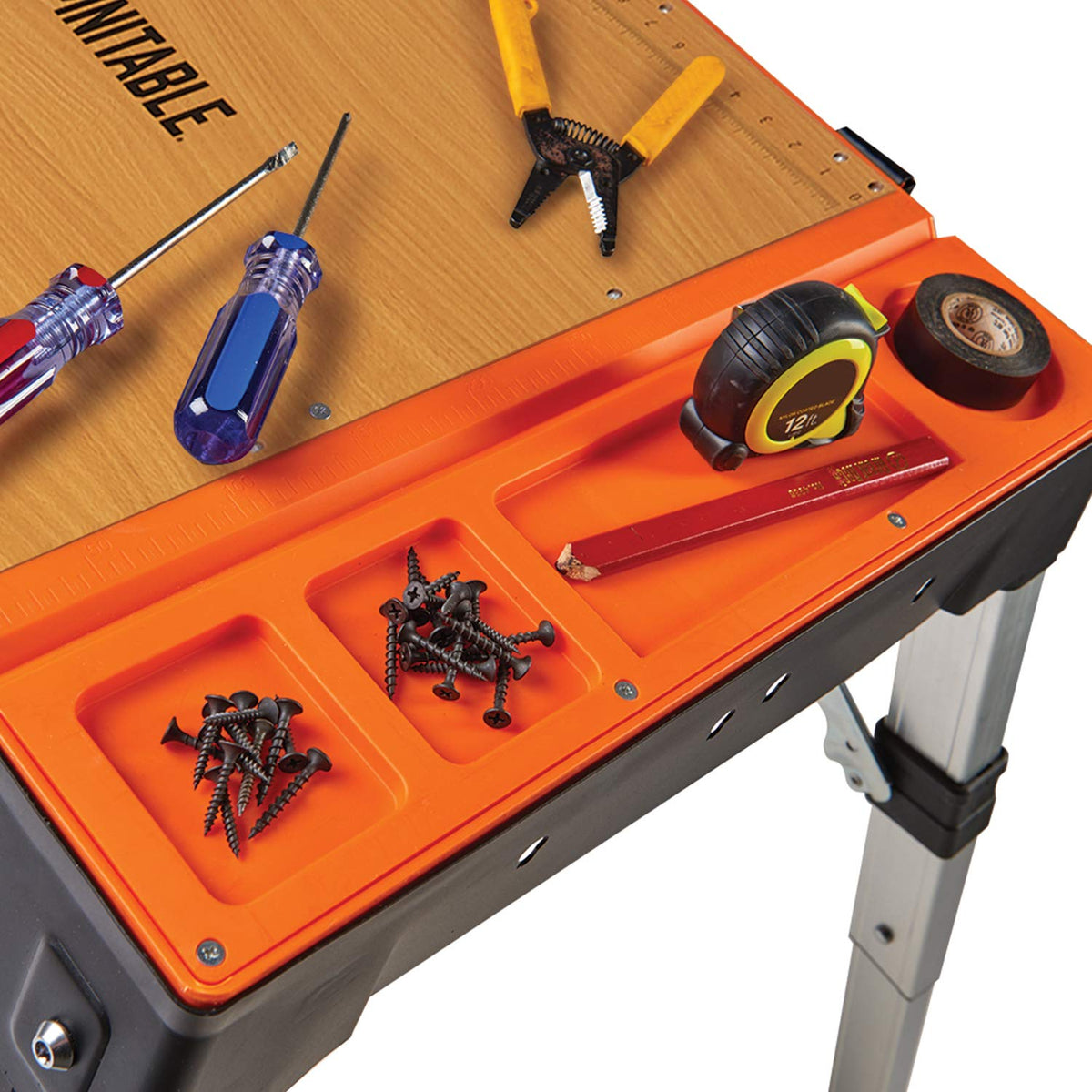 Disston 30146A OmniTable 4 in 1 Portable Workbench Work Table Dolly Scaffold and Creeper Adjustable Height with Folding Legs with Free Blu-MOL Jigsaw Blade Set (E0130146)