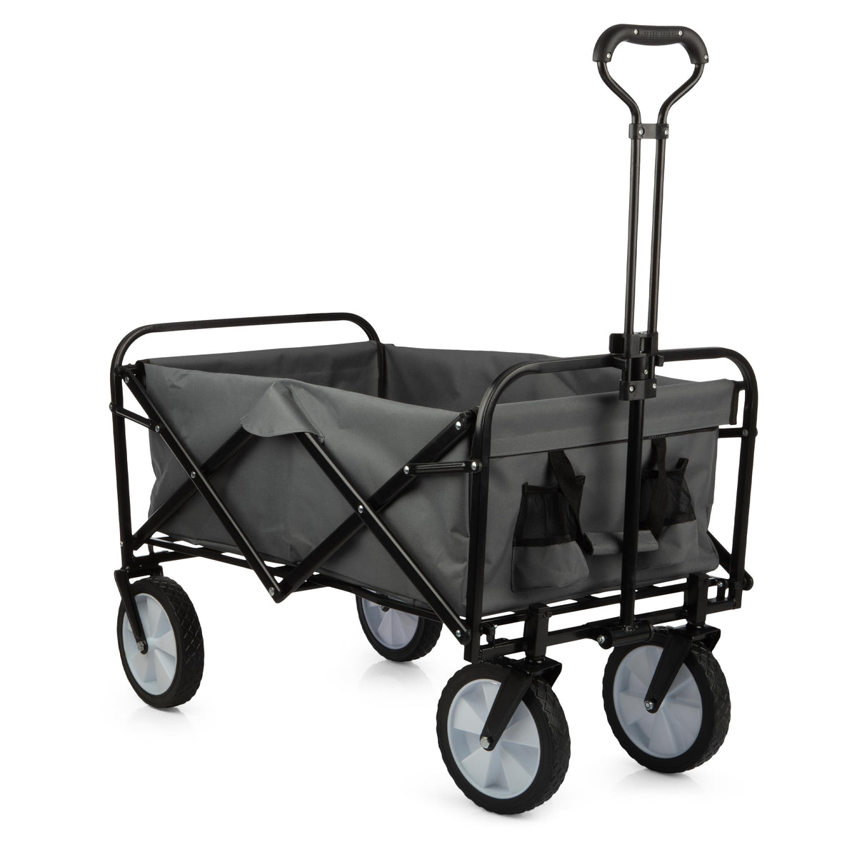 Collapsible Wagon - Grocery Cart on Wheels - Portable Beach Wagon, Folding Garden Cart or Shopping Cart - Wagons Carts Foldable by Pure Garden (Gray)