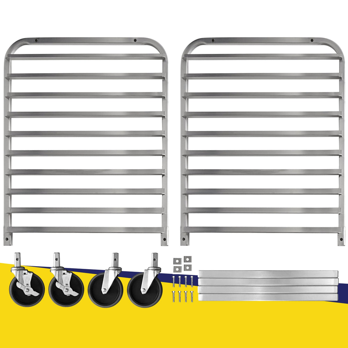 BIEAMA 10-Tier Sheet Pan Rack with Cover, NSF Bun Pan Rack, Aluminum Bakery Rack, Home Commercial Kitchen Bakery Cooling, 4 Wheels