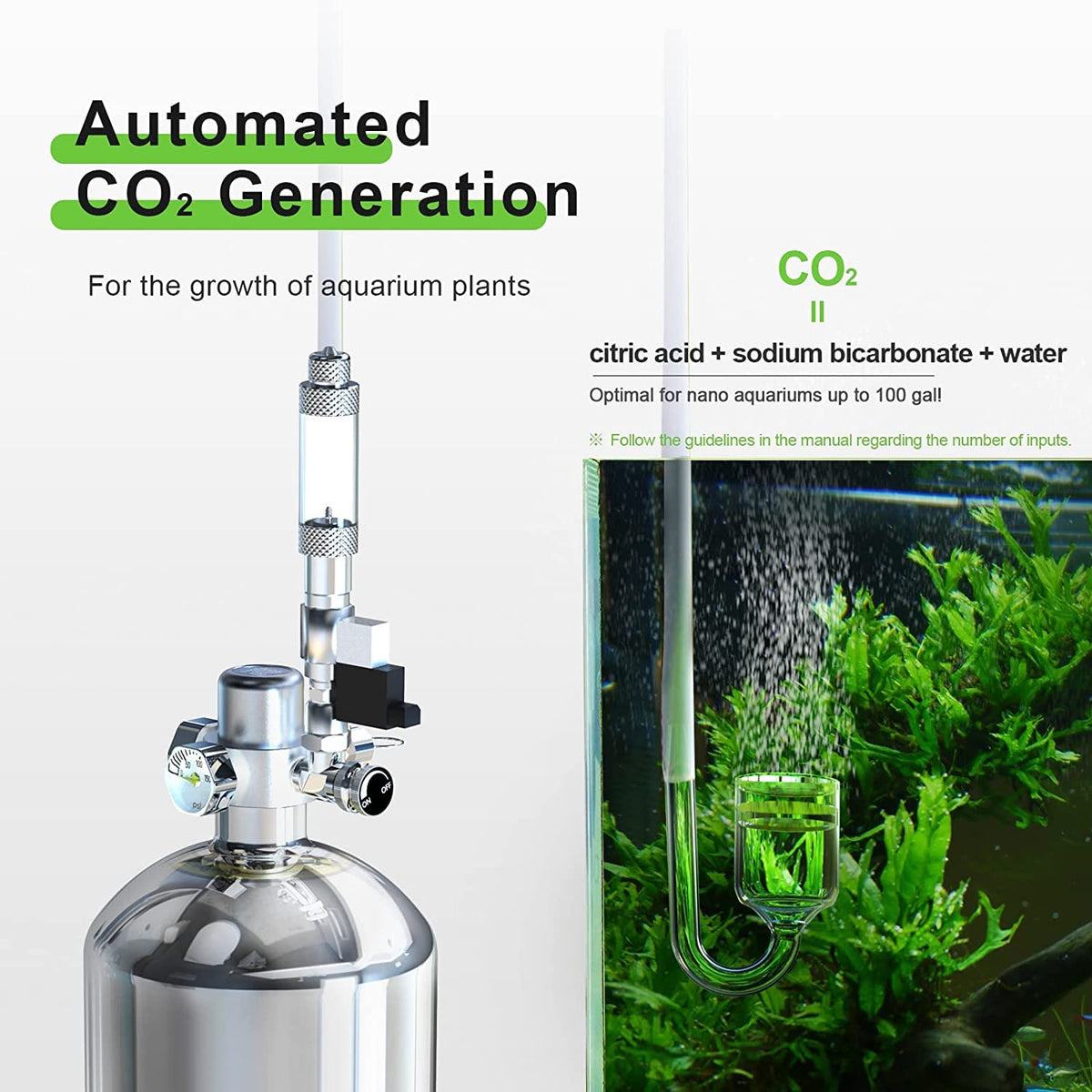 FZONE 5.5L Aquarium CO2 Generator System Carbon Dioxide Reactor Kit with Regulator and Needle Valve for 600-800g Raw Material