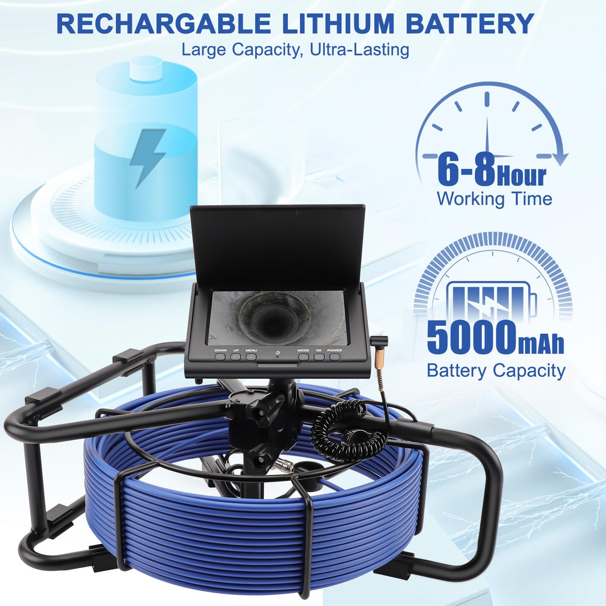 Sewer Camera w/DVR Function, 4.3" HD 1080P Screen Pipeline Inspection Camera, IP68 Waterproof Pipe Plumbing Snake Cam with 32GB Card, for Sewer Line, Home, Duct Drain Pipe Plumbing (30M/100FT)