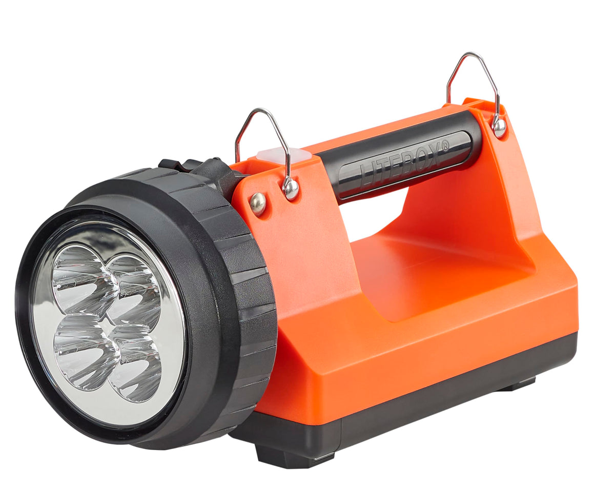 Streamlight 45851 E-Spot LiteBox 1500-Lumen 110000 Candela Rechargeable Spot Beam Lantern with AC/DC Charging, Heavy Duty Shoulder Strap, and Mounting Rack, Orange