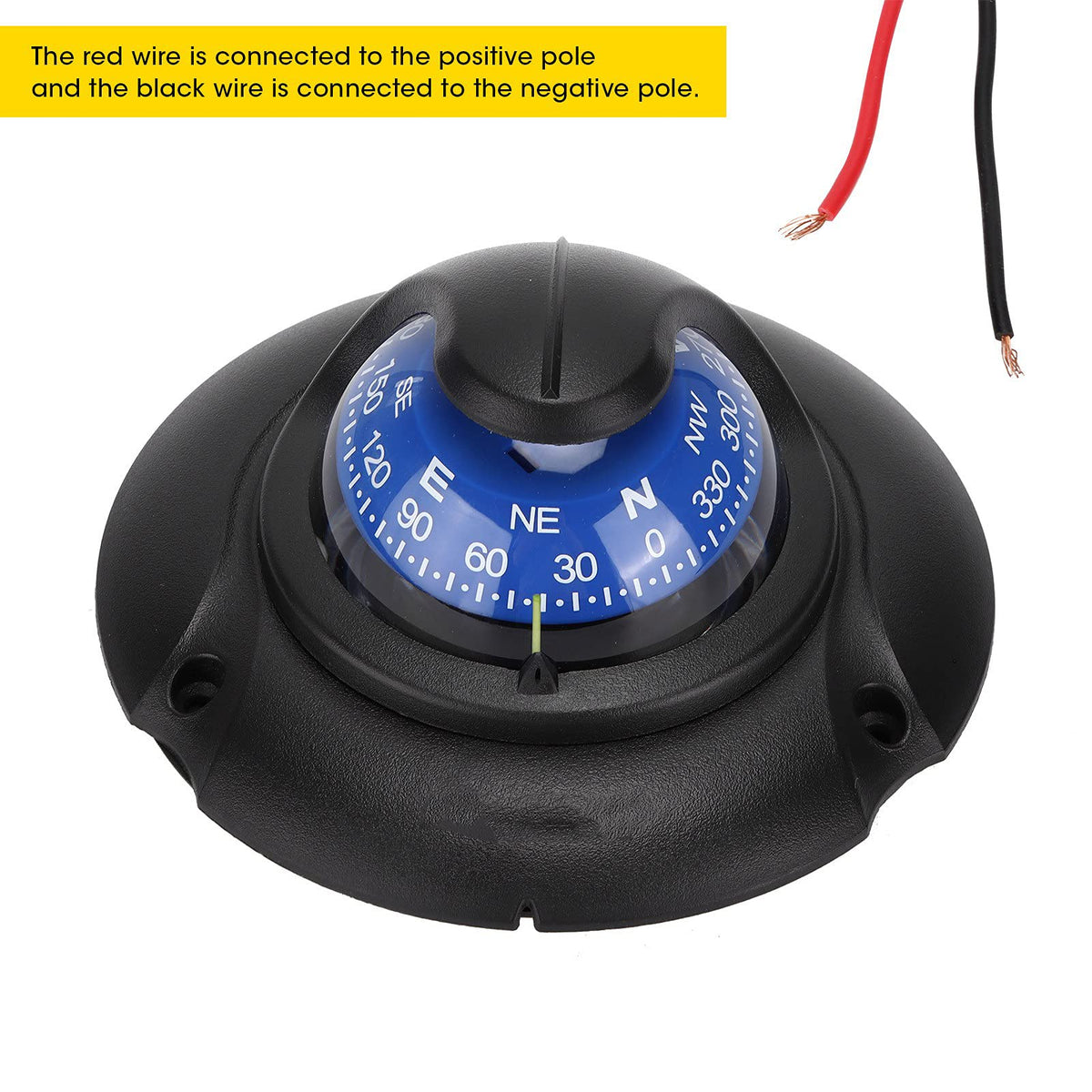 Entatial Flush Mount Compass, Reliable Marine Compass ABS for Travel for Vehicles for Boating for Marine