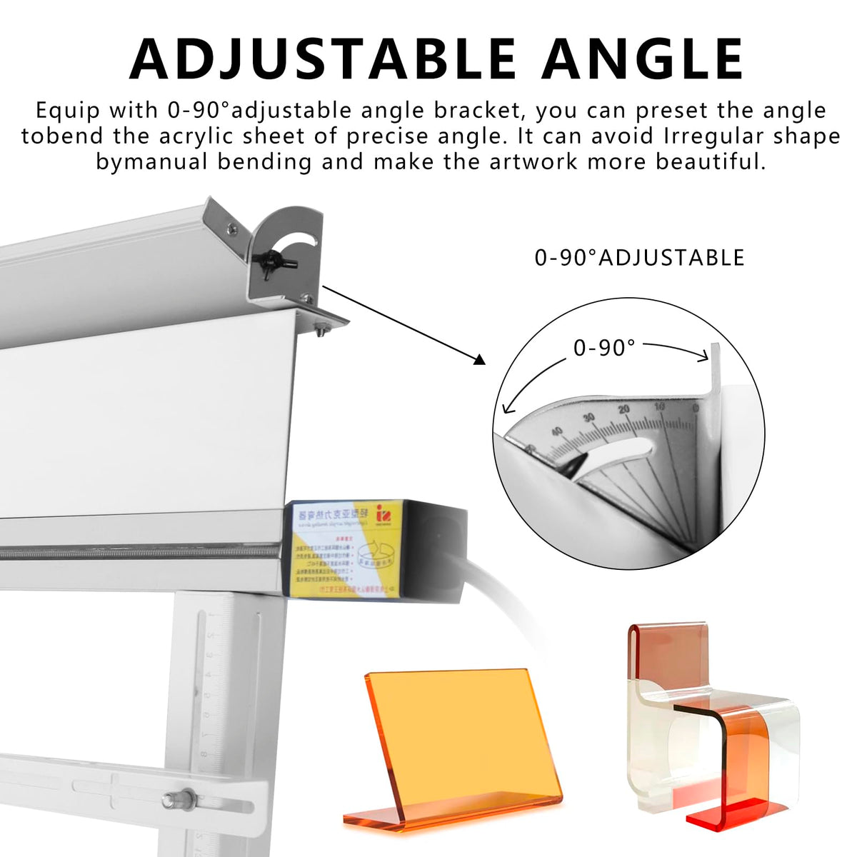 BOZHENYULEI 24"(600mm) Plastic Acrylic Bending Machine, 110v Acrylic Heat Bending Machine with Bracket Angle Adjustment PVC Bender, Acrylic Pvc Bending Machine Glassiness Bender 1mm-6mm Thickness