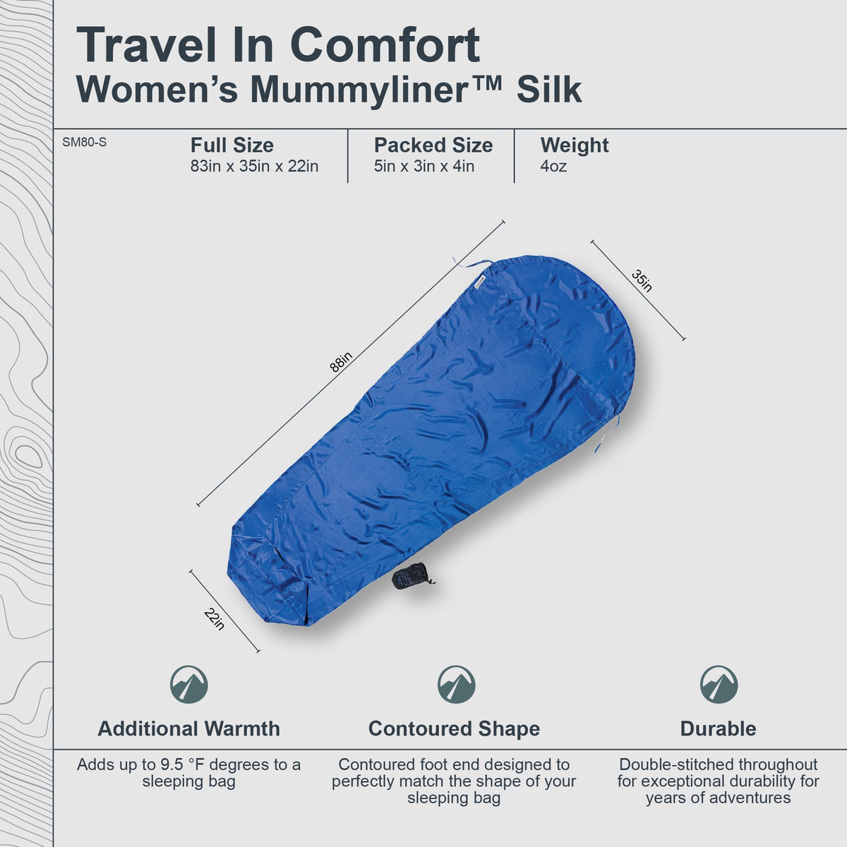 COCOON - Premium - Womens Silk MummyLiner - Ultramarine Blue