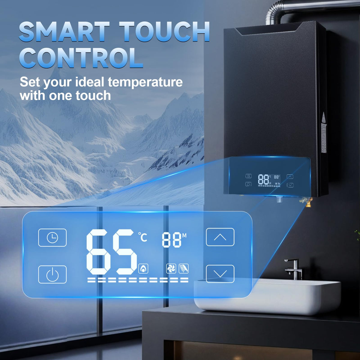 GEARPASS Propane Gas Tankless Water Heater, 6.3 GPM, 160,000 BTU Indoor, On Demand Instant Hot Water Heater with Touch LED Temperature Display and Multi-Protection