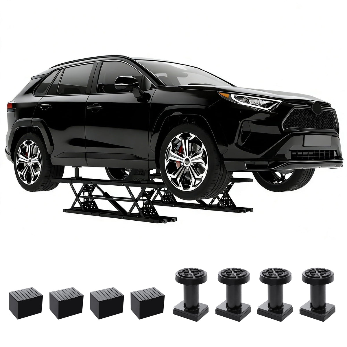 Real Relax 7000 LBS Portable Car Lift, Heavy Duty Quick Jack with 26.8" Max Height, Extended-Length Plates, 120V Power Unit, for Cars, SUVs, Light Trucks, Shop Use or Garage, Black