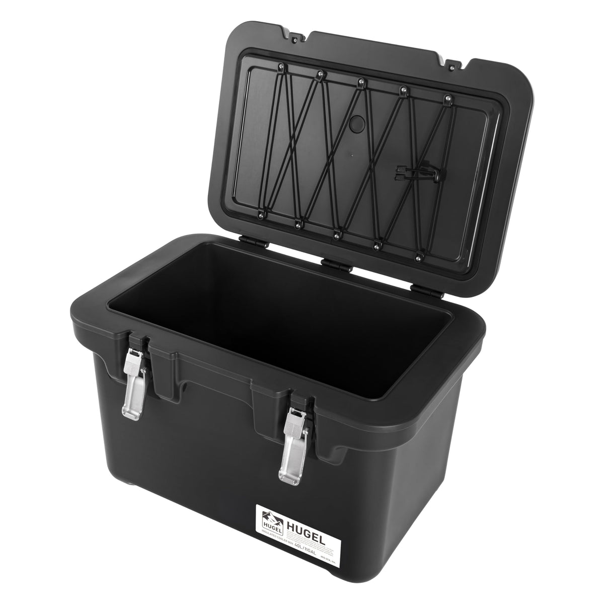 IRIS USA Hugel 44 QT Cooler, Heavy Duty Metal Buckles, Leak-Free Design, Durable Hard Cooler, Ice Chest with Bungee Strap, Molded Handles, Camping Boat Tailgating Road Trips, Charcoal Gray
