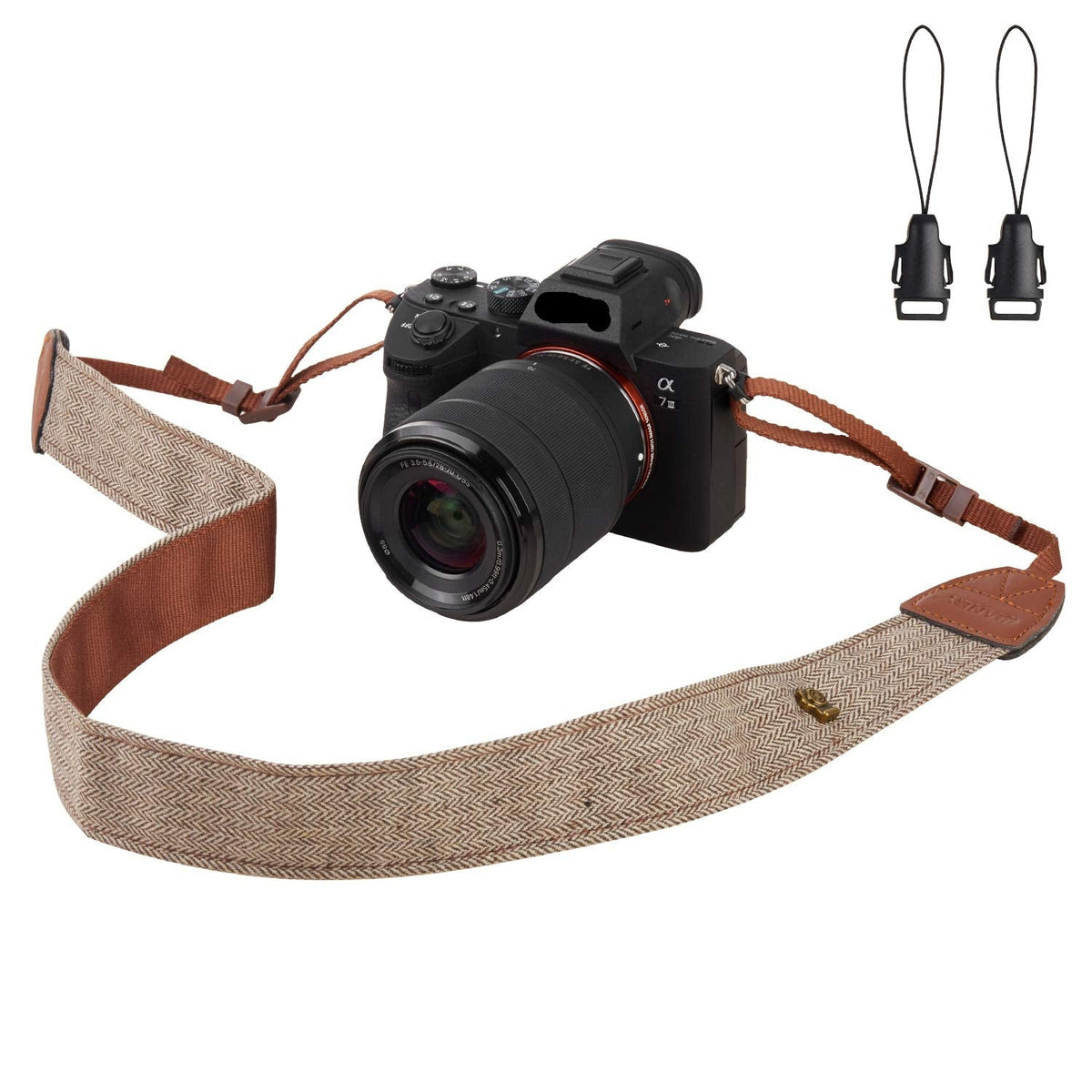 WANBY Camera Strap Brown Canvas Neck Shoulder Strap with Quick Release Buckles for DSLR SLR