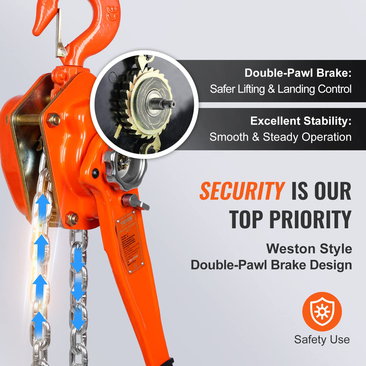 VEVOR Manual Lever Chain Hoist Bundle, Includes 3 Ton 6600 lbs & 1.5 Ton 3300 lbs Capacity 20 FT Come Alongs, G80 Galvanized Carbon Steel with Weston Double-Pawl Brake