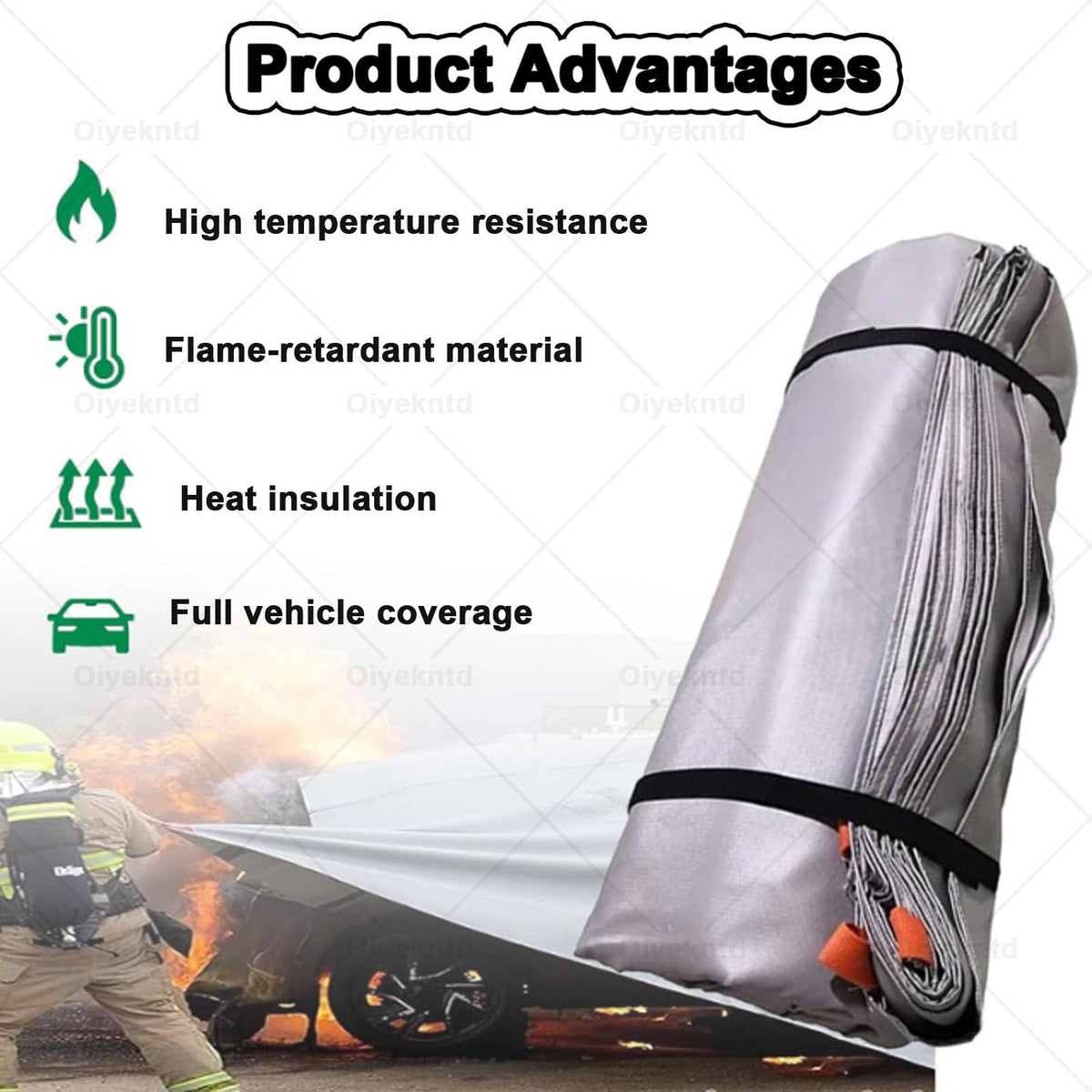 MDYHY Fire Blanket for Vehicles, Reusable Flame Retardant, Silicone Coated Emergency Fire Suppression Blanket for Home, Office & Caravan, 4m x 6m (13.1ft x 19.7ft)