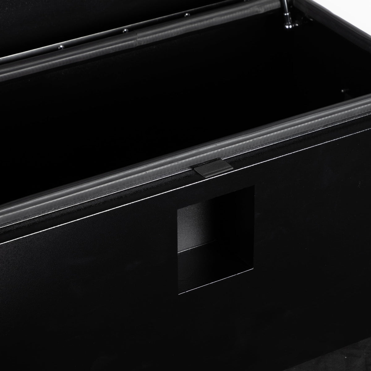 YRCHOFQU 24" x 15" x 15" Heavy Duty Black Steel Truck Bed Tool Box, Trailer Tongue Storage Chest with Weatherproof Seal & Pneumatic Hinge for Pickup, RV, Utility Vehicles