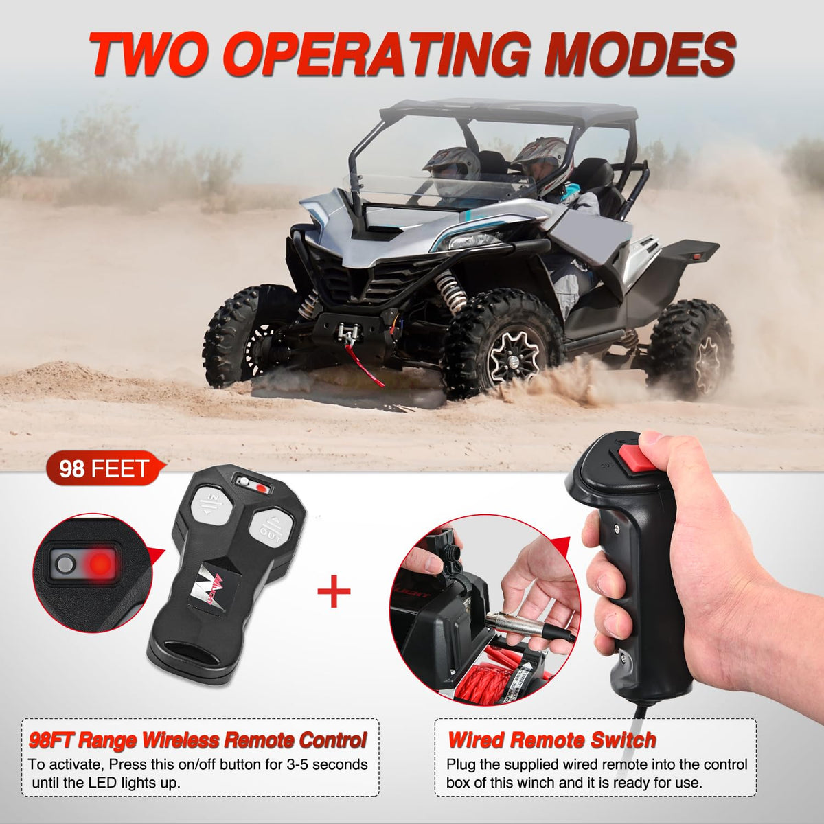 Nilight 12V Electric Winch for Jeep UTV Trailer Boat Offroad Towing ATV Winches 12000LBS IP68 Winch with Synthetic Rope Fairlead Wired Wireless Remote