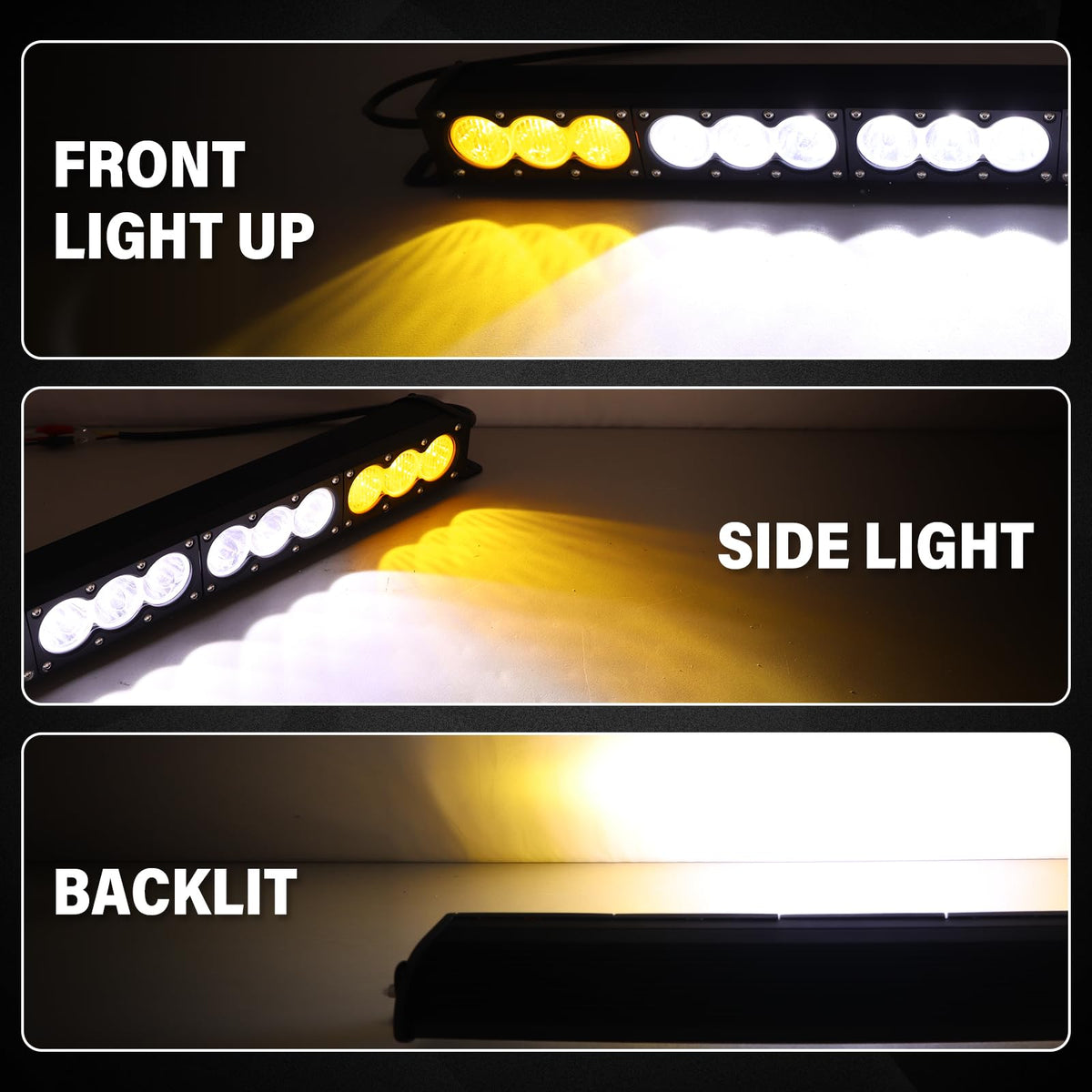 Willpower 54 inch LED Light Bar Single Row Dual Color 300W Off Road Light Bar White Amber Combo LED Work Light Truck UTV 4x4 Cars SUVs ATVs Boats Fog Driving Light with Wiring Harness kit
