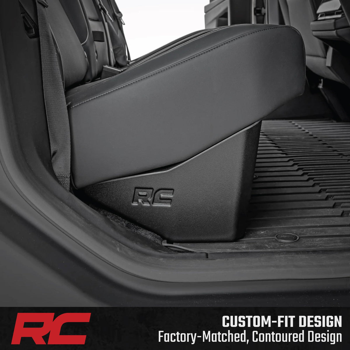 Rough Country Under Seat Storage Tray for Tesla Cybertruck (2024-2005) - Custom-Fit Rear Seat Organizer, High-Density Thermoplastic, Anti-Skid Cargo Tray