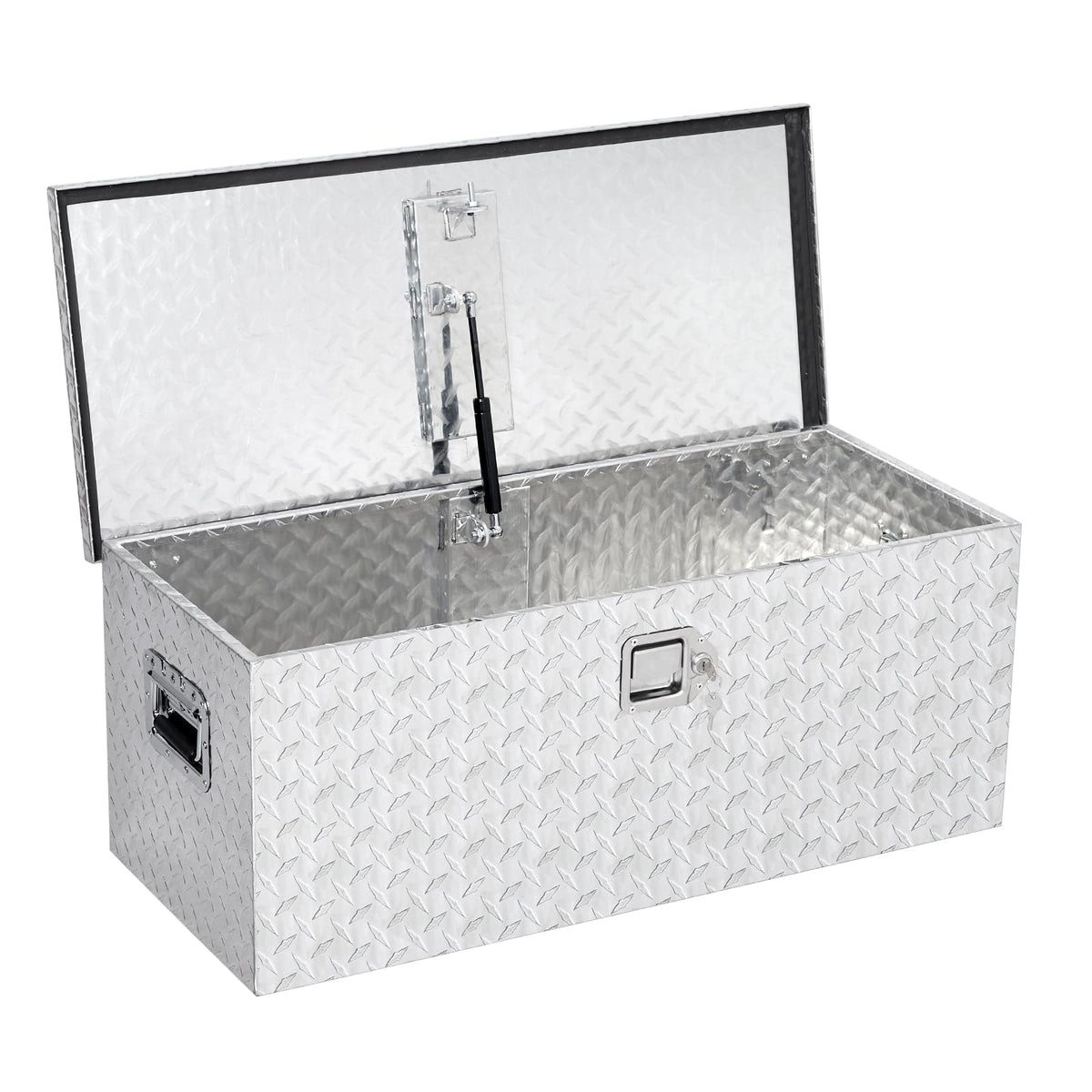 Truck Bed Tool Box – Heavy Duty Aluminum, Waterproof & Lockable Storage for Pickup Beds, RVs & Trailers – Secure Organizer with Side Handles, Gas Strut Lid, Bed-Mounted (with two small box)