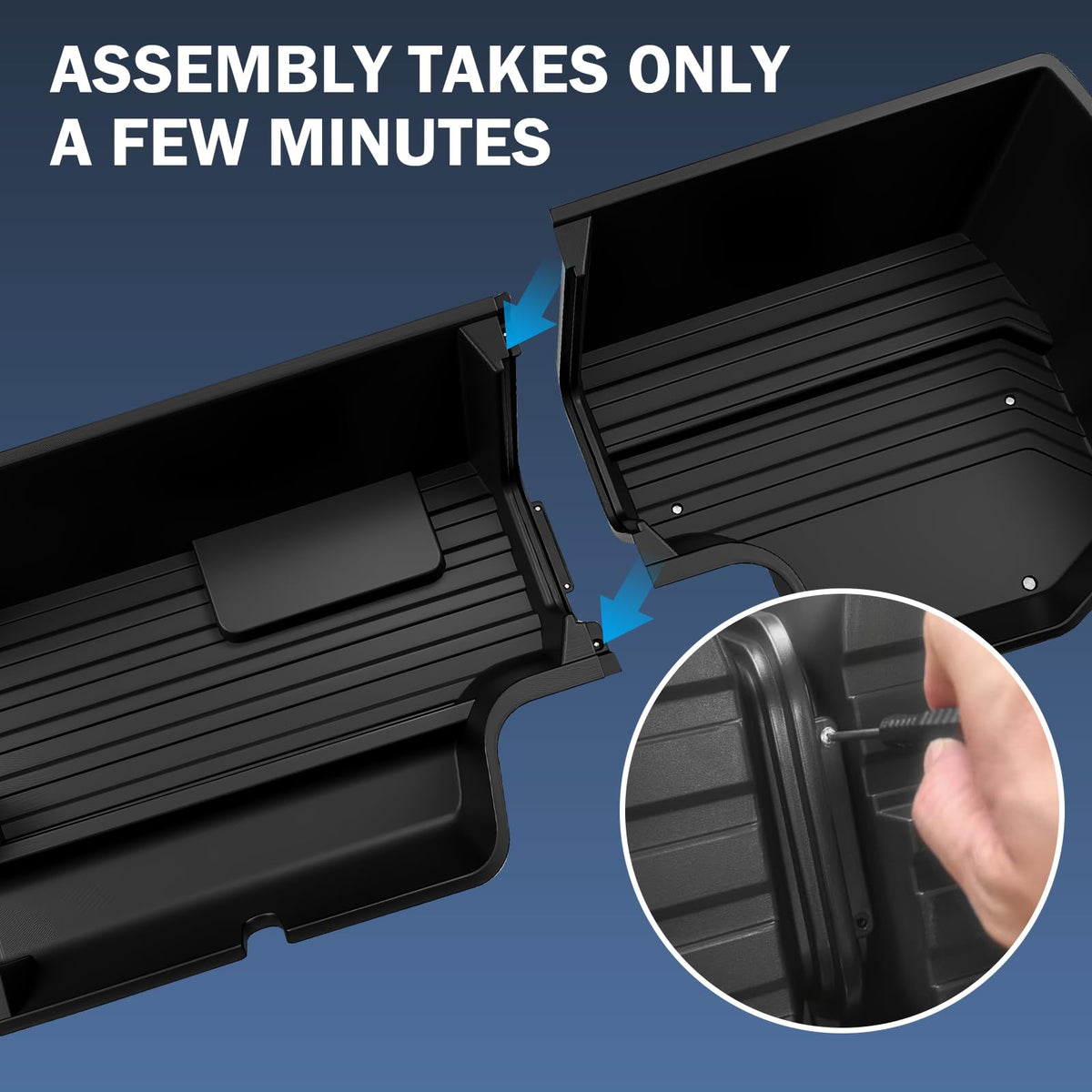 Abystar Under Seat Storage Box for Chevrolet Silverado & GMC Sierra 1500 2019–2026, 2500HD 3500HD 2020–2026, Rear Underseat Organizer, Hidden Tool Storage, No Drill Installation, Black