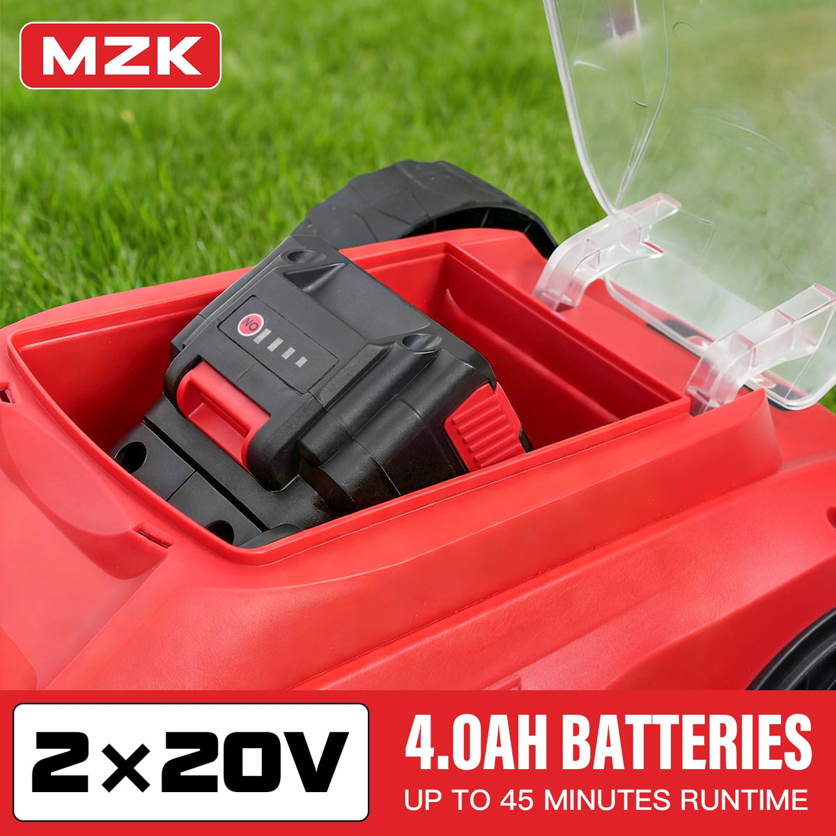 MZK 20V 13" Electric Lawn Mower, Brushless Cordless Lawn Mower with 4-Position Height Adjustment, Walk-Behind Push Mowers with 8 Gallon Grass Bag, 2 x 4.0Ah Batteries & Charger Included, LM13B8