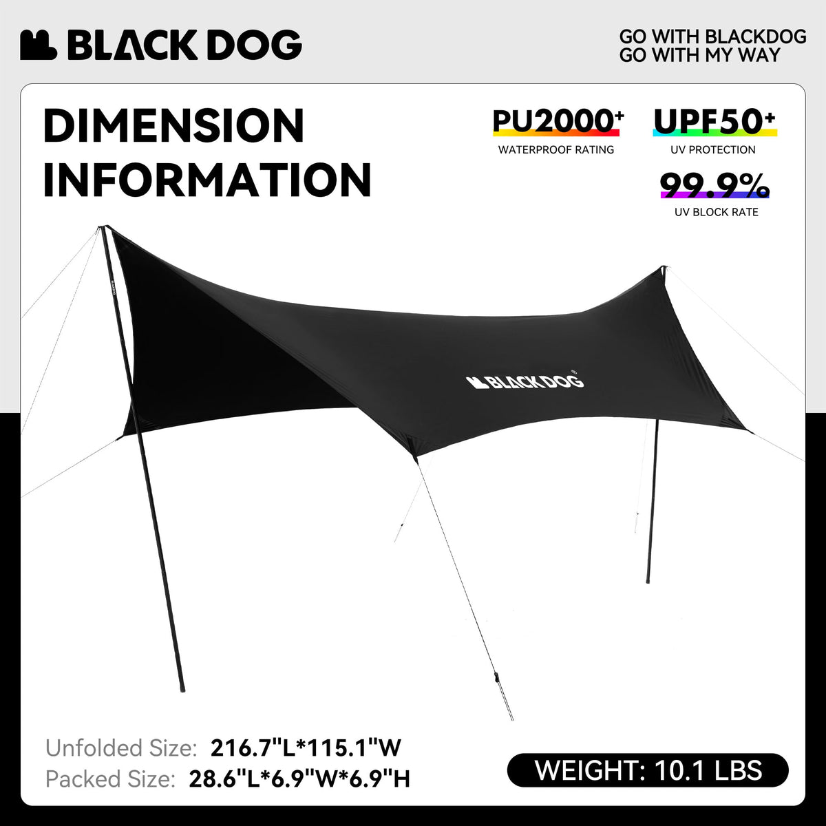 BlackDog Tent Tarp Hexagonal Arc-Shaped Canopy Star Curtain Crescent Moon