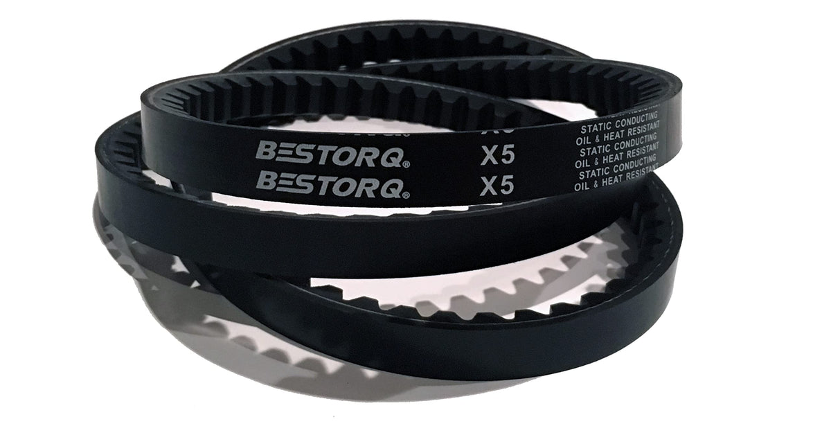 BESTORQ 3VX355 Rubber V-Belt, Raw Edge/Cogged, Black, 35.5" Length x 0.38" Width x 0.32" Height, Pack of 2