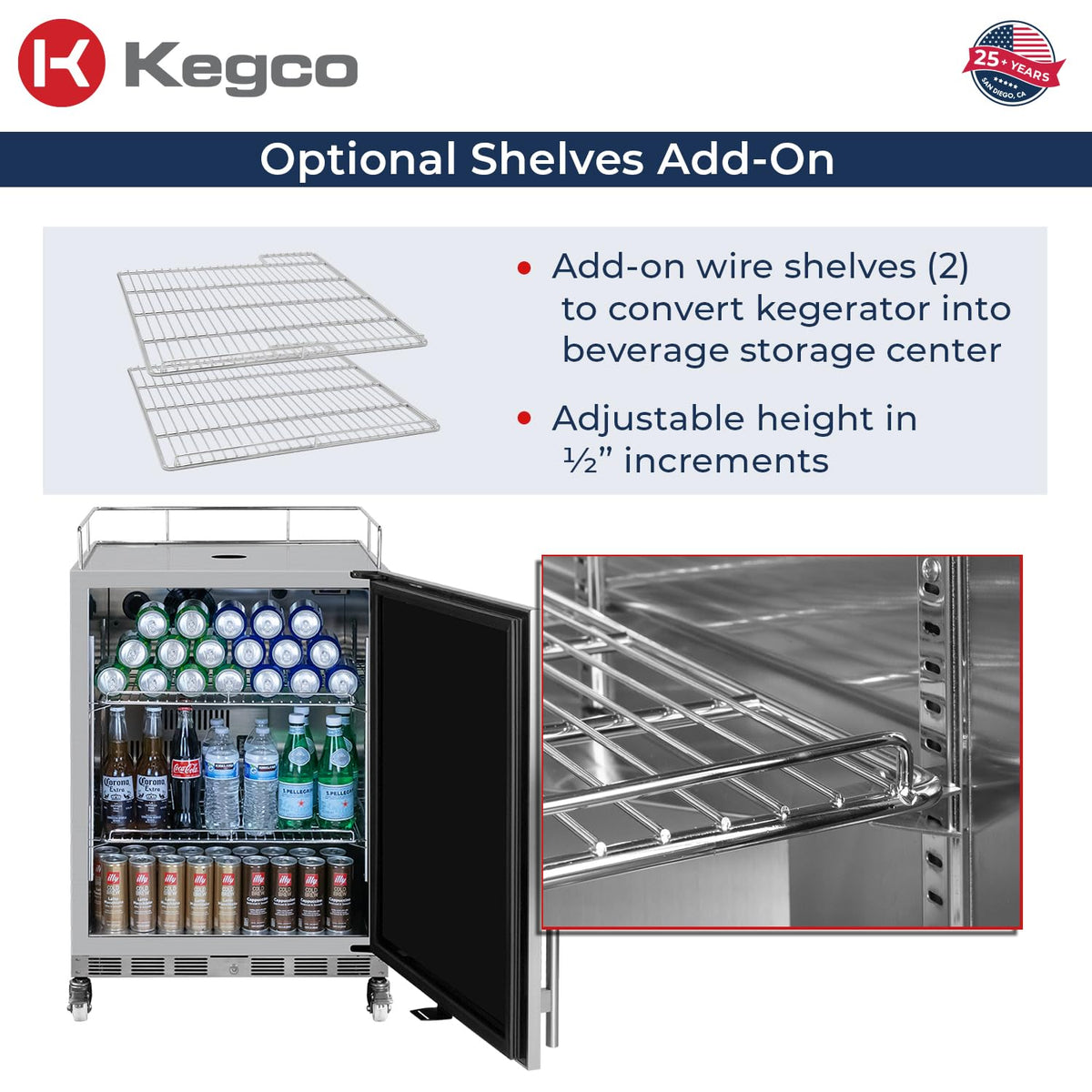Kegco 24" Wide Outdoor Build-In Dual Tap Stainless Steel Right Hinge Kegerator with Dispense Kit