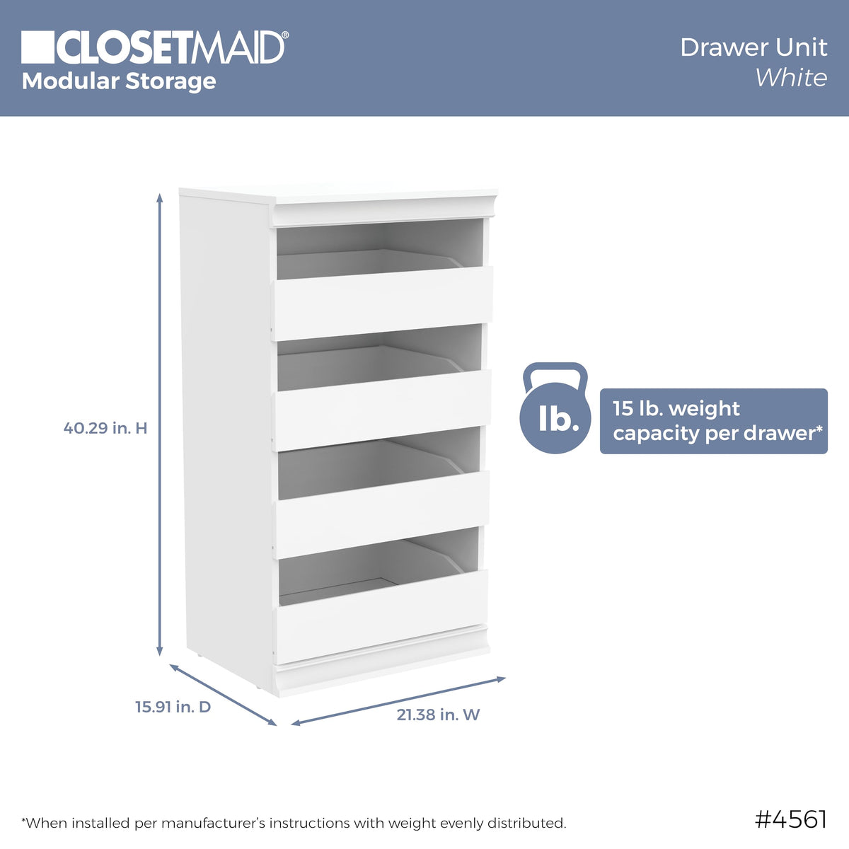 ClosetMaid Modular Storage 68.76-78.78-inch W 4-Drawer 19-Shelf Wood Closet System with Doors, White