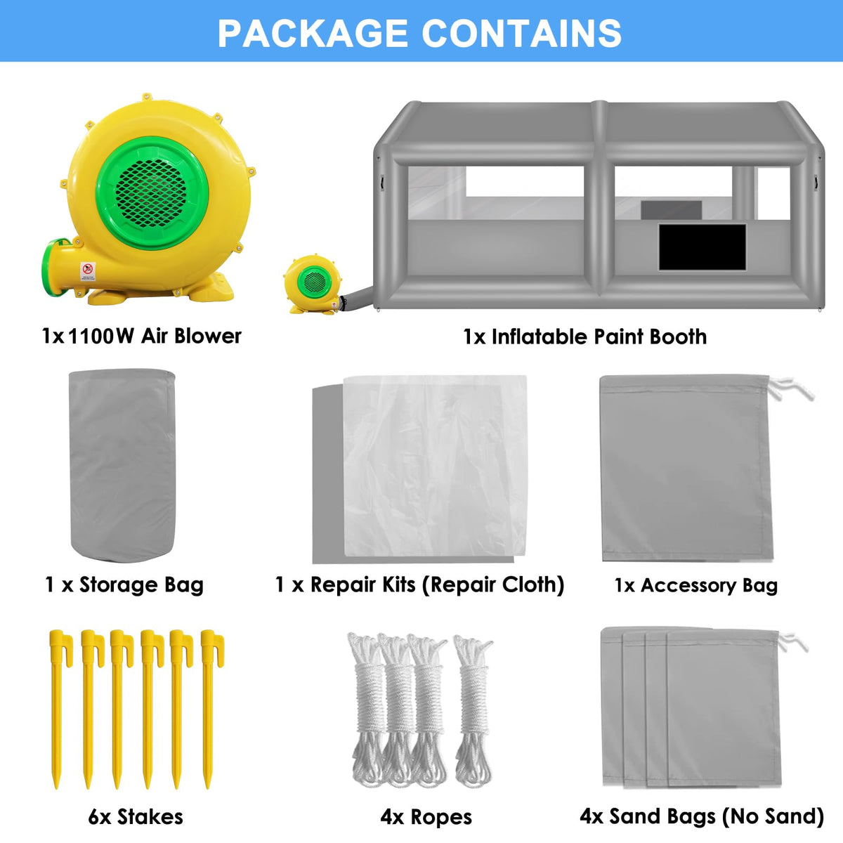 GZKYYLEGS Inflatable Paint Booth, 20X13.5X9.7Ft Spray Paint Booth, High Powerful 1100W Blower Inflatable Spray Booth with Air Filter System for Car Parking Tent Workstation
