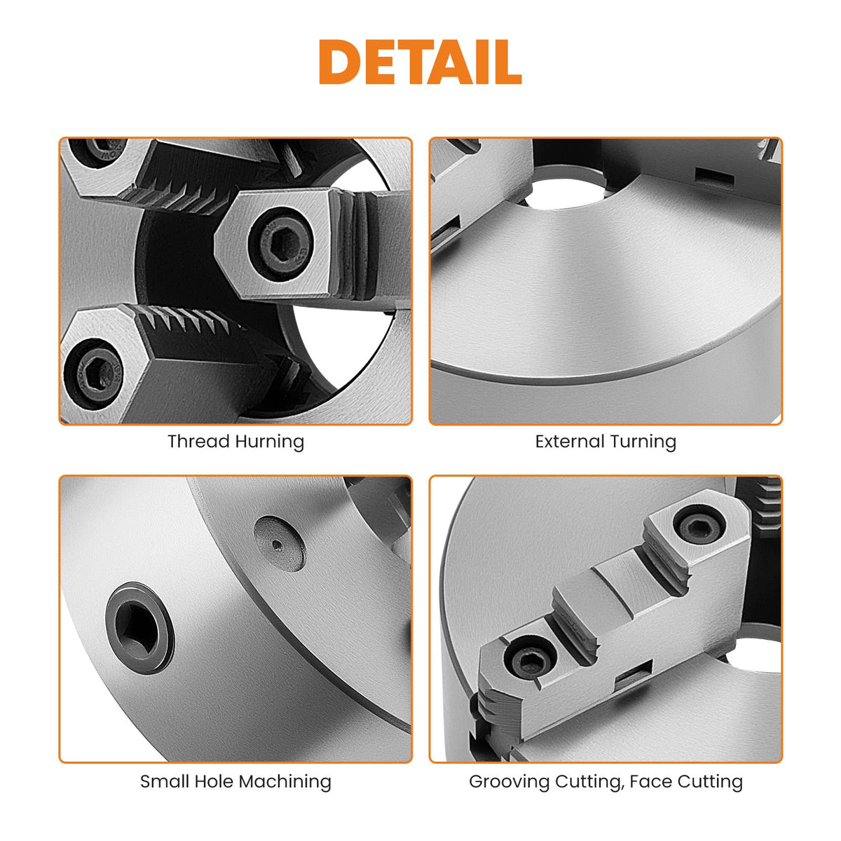 maXpeedingrods 8" 3-Jaw Lathe Chuck K11-200A, Self-Centering Hardened Steel Chuck High Precision with T-Key Mounting Bolts, 180mm Bolt Circle 65mm Center Hole for Metal Lathe Milling Drilling Machine