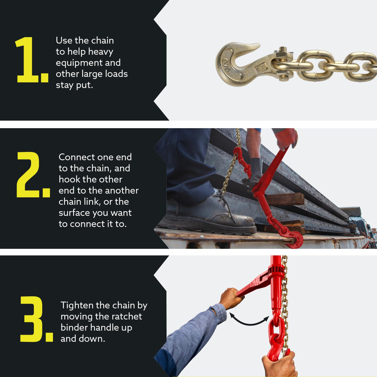 DC Cargo Chain Binder Kit | 3/8" Grade 70 Extra Long 20 Foot Chain - and Load Binder Set | Heavy Duty Ratcheting Chain and Binder | Load Chain and Binders – 6,600lb Working Load Limit As Set