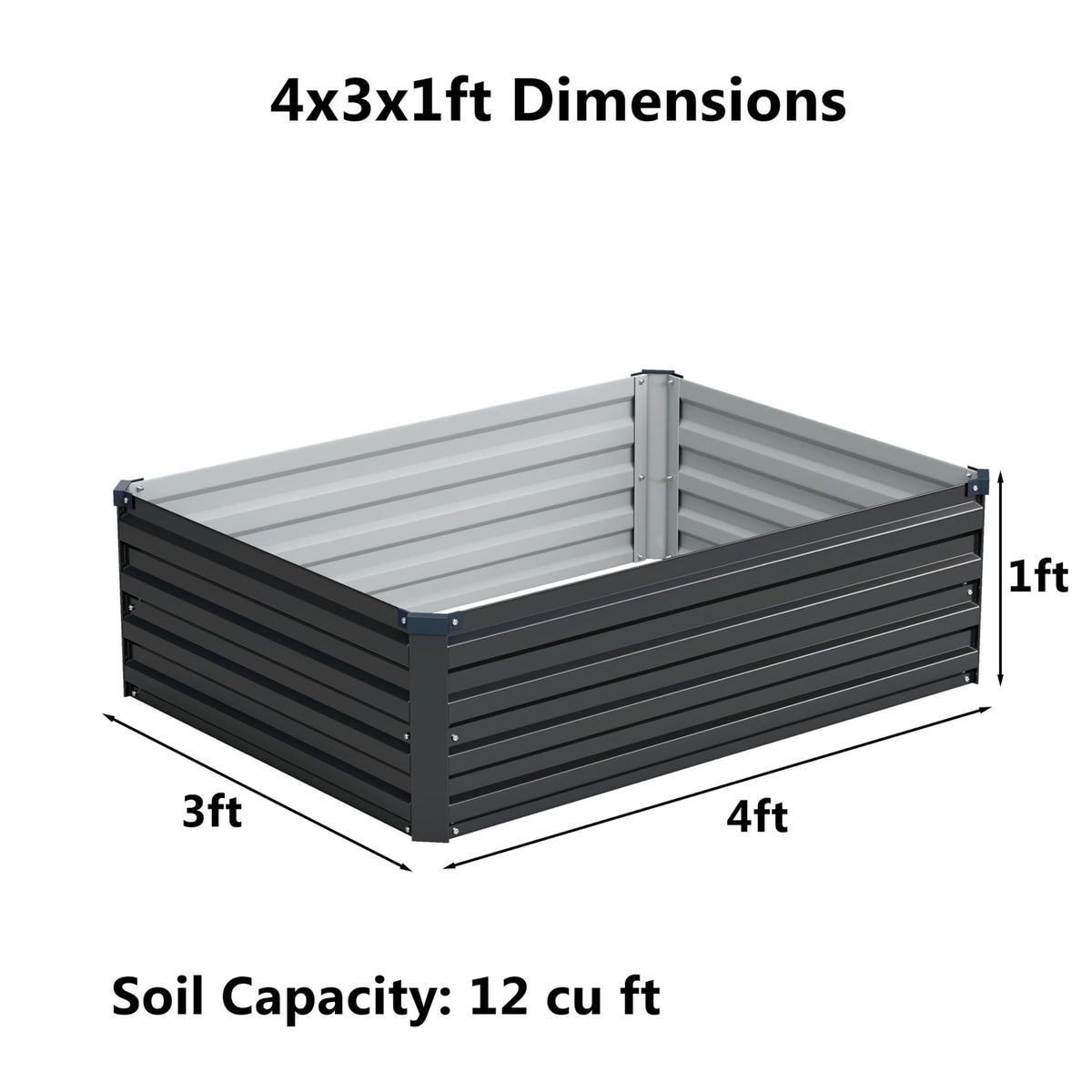 zunatu 4x3x1 ft(2 Pack) Galvanized Raised Garden Bed,Outdoor Planter Box Metal Patio Kit Planting Bed for Vegetables Flowers and Succulents,Black