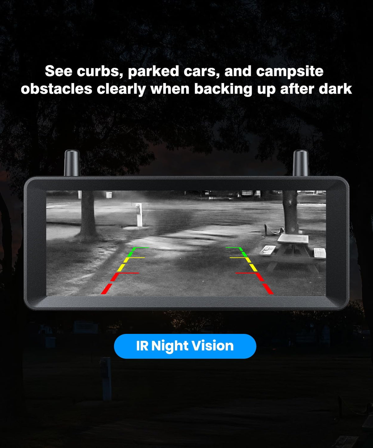 AUTO-VOX Wireless RV Backup Camera: 30Min Plug and Play Setup, Smooth Live View Even Past 60ft, 7.2" 1080P DVR Monitor, Super IR Night Vision Back up Camera Works with Pre-Wired RV, 5th Wheel, Trailer