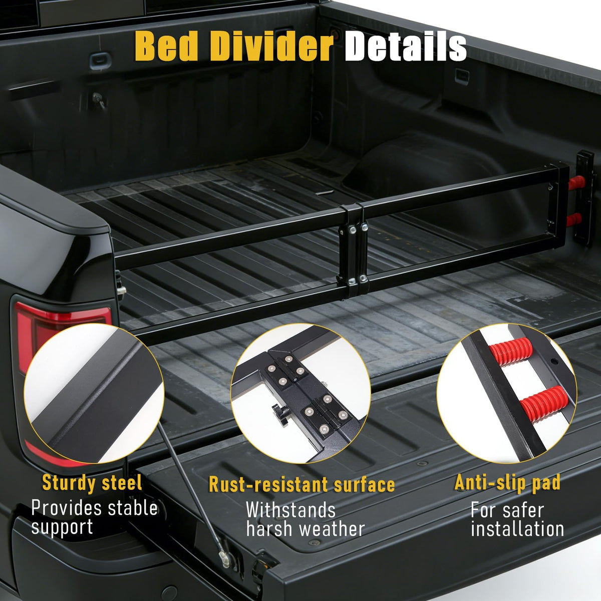 Truck Bed Divider Cargo Organizer Panel Universal Compatible with 2015-2026 Ford F150&2022-2026 Toyota Tundra&2019-2025 Chevy Silverado GMC Sierra 1500 Pickup Truck Beds Adjustable Foldable