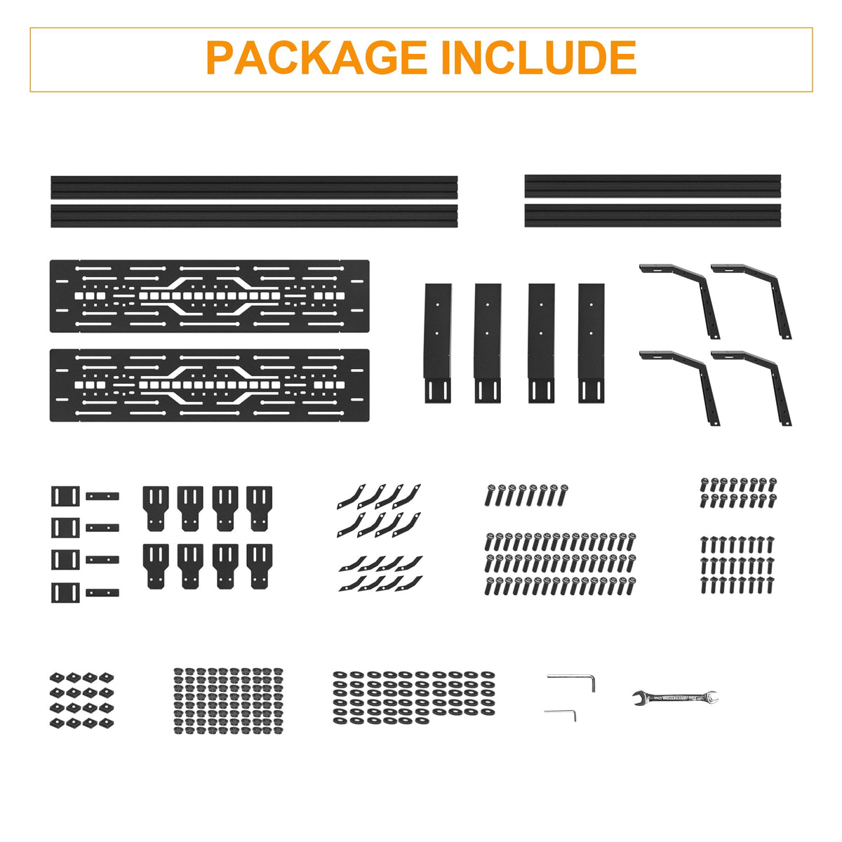 Autekcomma Full Size Pickup Truck Bed Rack Fits for Ford/Dodge Ram/Silverado | 5.5FT (No Tonneau Bed Cover Required) |Black Powder Coted Carbon Steel with 2 Molle