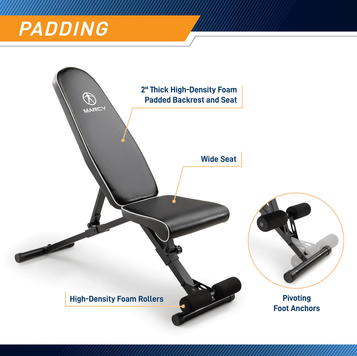 Marcy Assembly Free 8 Positions Adjustable Utility Weight Bench for Upright, Incline, Decline, and Flat Exercises, Foldable, Assembled SB-7485