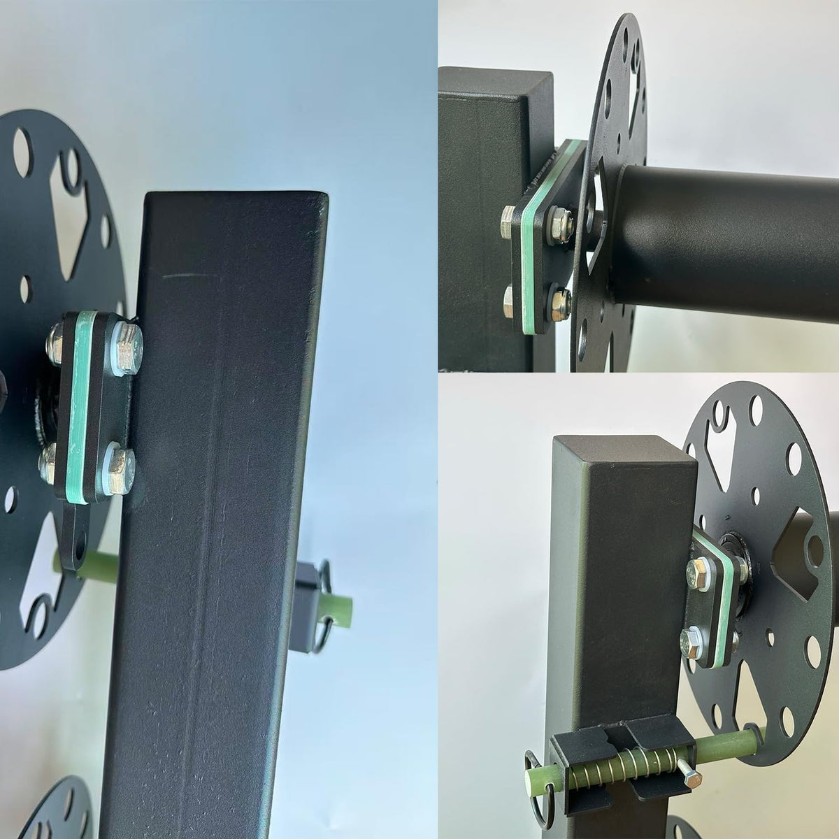 Heavy Duty Double Welding Cable Lead Reel, 10" Lockable with FR4 Fiberglass Rod, 10° Tilting Fixed Base, Carbon Steel Construction Holds 150FT 1/0 & 125FT 2/0 Cables for Industrial & Truck Use