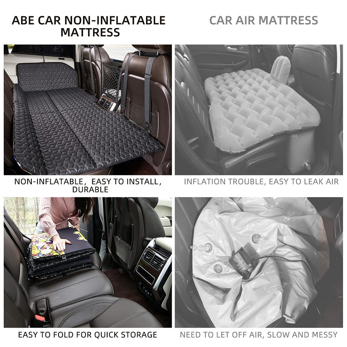 ABE Non-Inflatable Car Mattress,Double-Sided Folding Car Bed Mattress SUV,Portable SUV Mattress,Camping Mattress Back Seat,Back Seat Extender for Dogs(Dinosaur World)