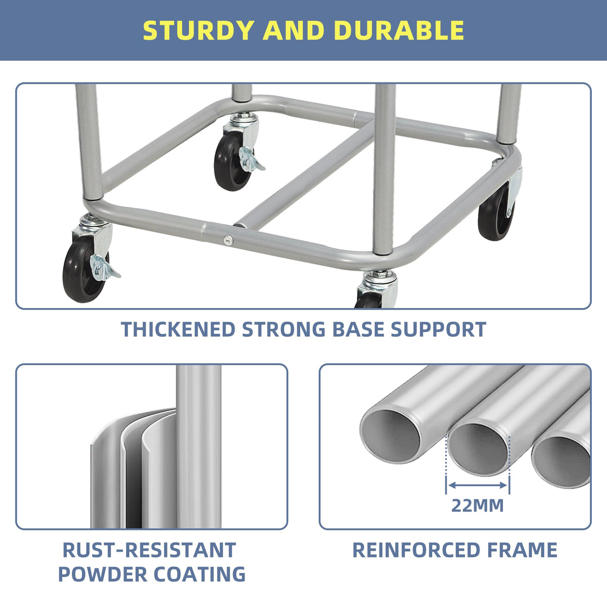STORAGE MANIAC Umbrella Drying Rack and Medium Industrial Laundry Cart Set - Streamlined Laundry Solution with High Capacity and Extra Accessories for Efficient Washing, Drying, and Storage
