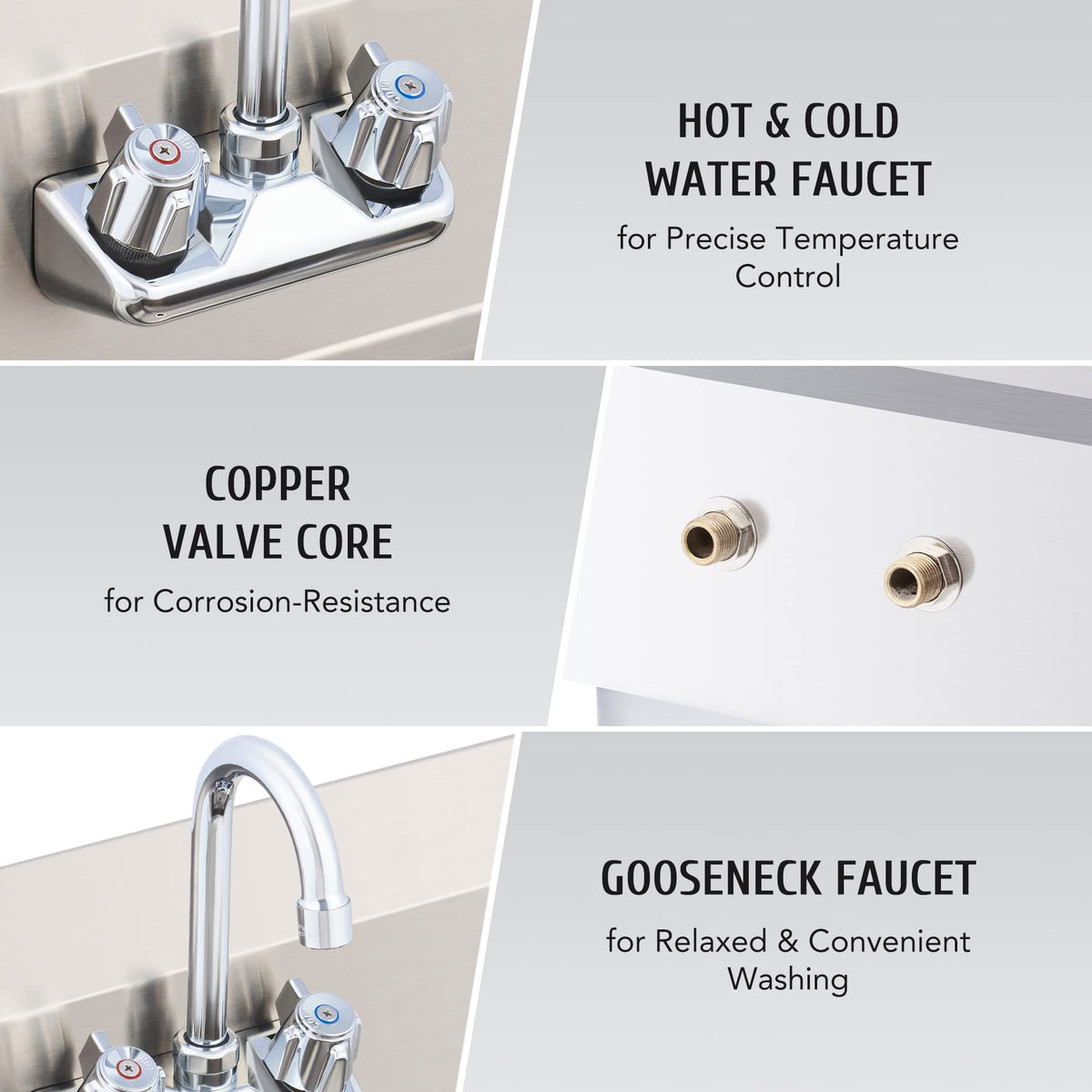 WILPREP Hand Sink Commercial Stainless Steel Sink for Washing, NSF Utility Sink with Gooseneck Faucet, Wall Mount Kitchen Sink for Restaurant Bar RV Bathroom Laundry Room (17 x 15 Inches)