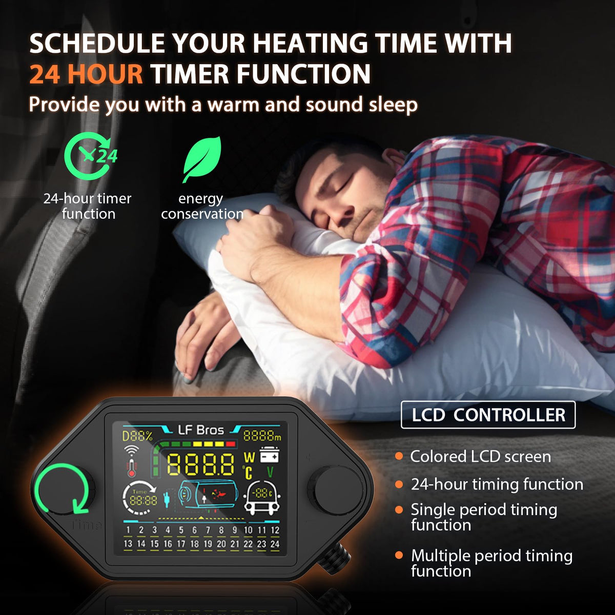 LF Bros 110V/12V 5KW All-in-1 Diesel Heater, 5L Air Diesel Parking Space Heater with Plateau Mode, Come with Remote, T4 LCD Controller and Timer, Suitable for Home Shop Garage Camper