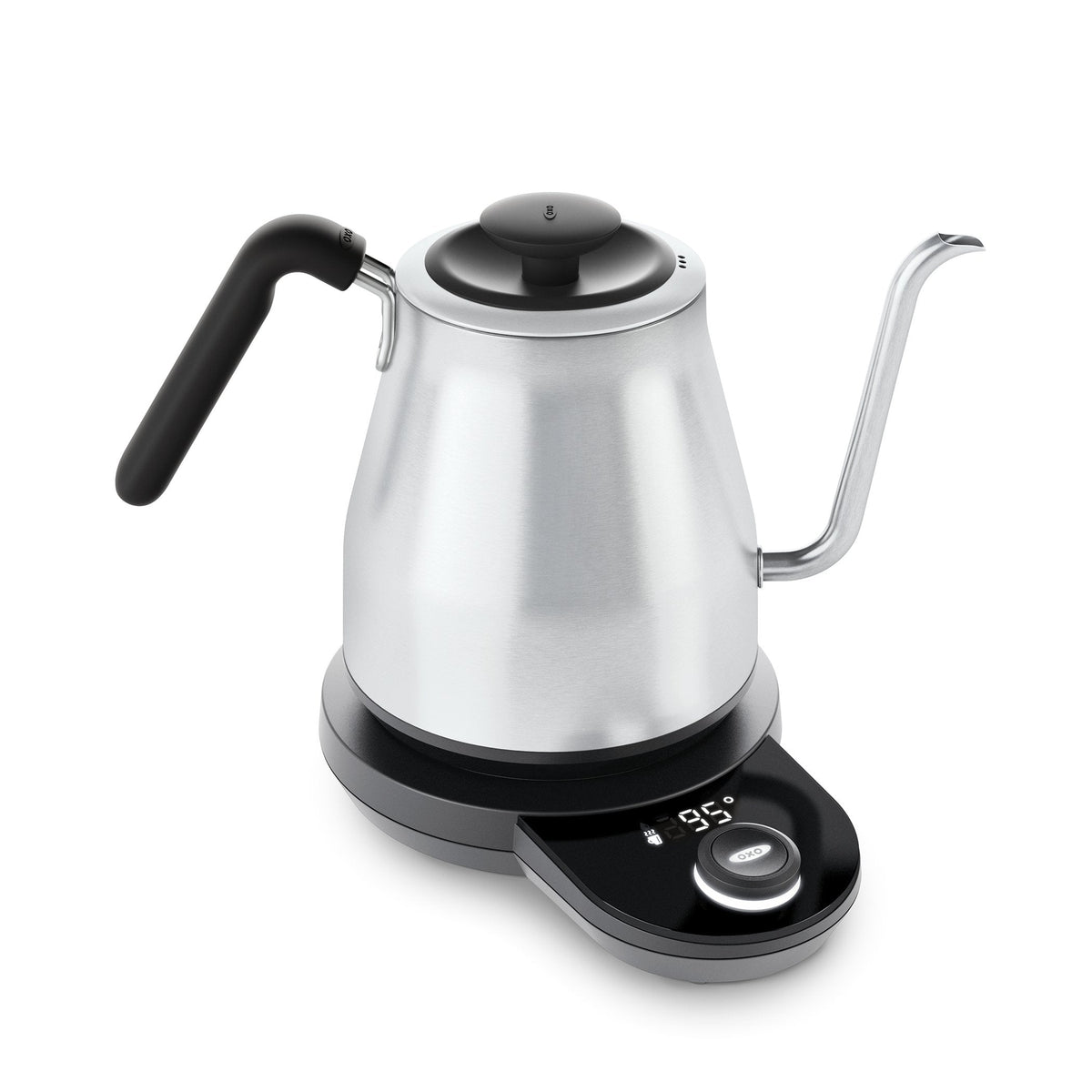 OXO Brew Adjustable Temperature Pour Over Kettle, 1 L, Gooseneck Electric Kettle, Stainless Steel with Timer