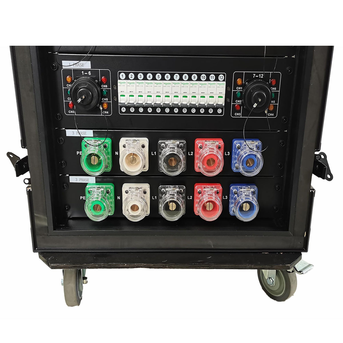 JUNMAN 400A Camlock Output Panel 3 Phase 2U Rack with Sockets Connectors