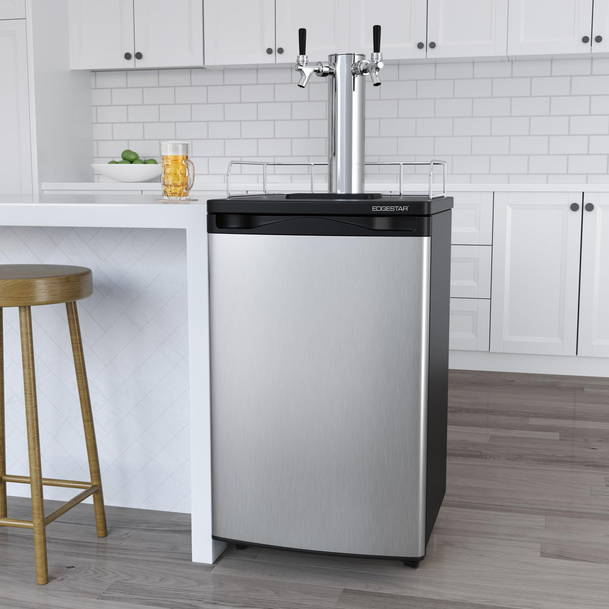 EdgeStar KC2000SSTWIN Full Size Stainless Steel Dual Tap Kegerator & Draft Beer Dispenser - Stainless Steel