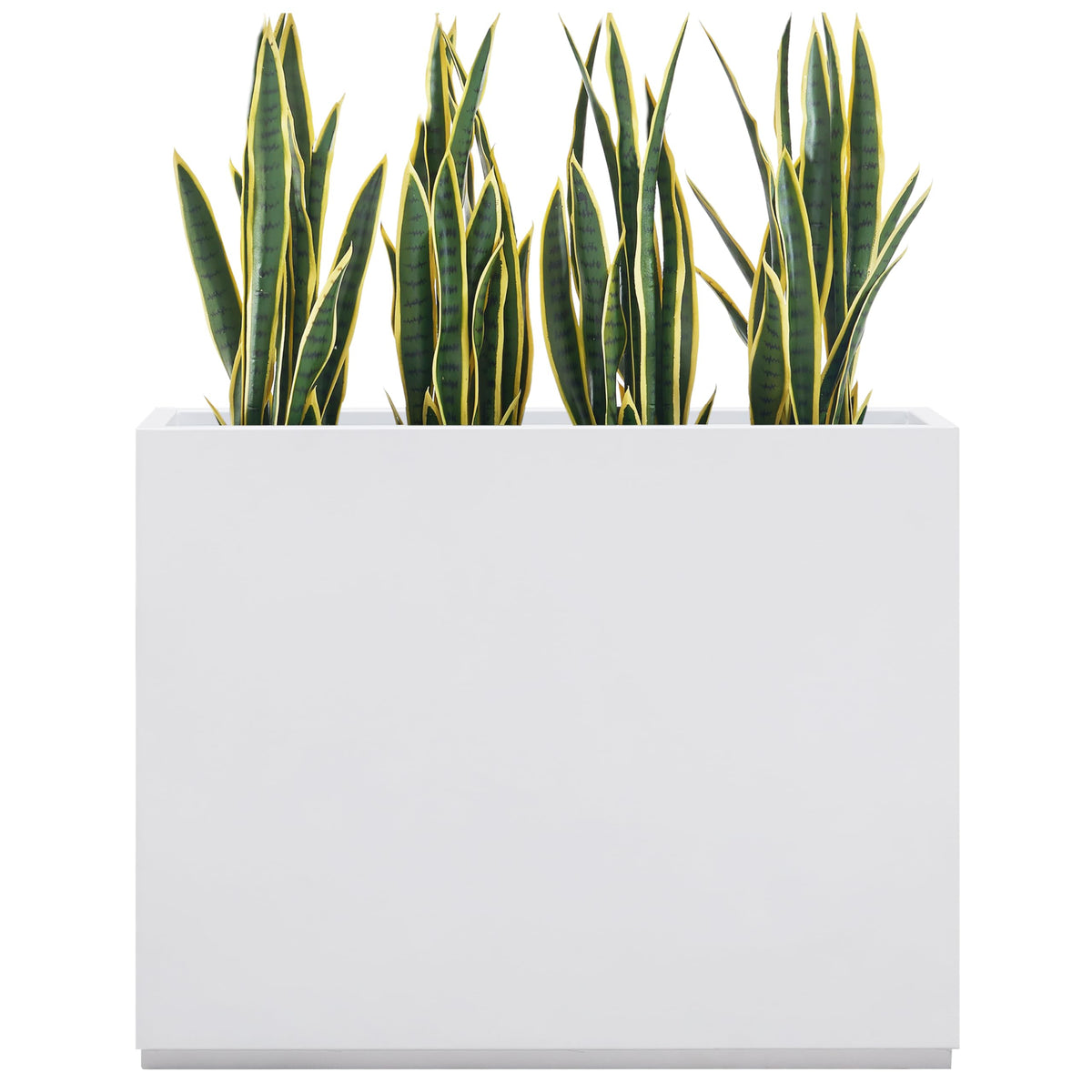 Wallowa Metallic Heavy Outdoor Span Planter Box, Large Flower Pot, Long and Tall Divider Planters, 38Lx10Wx30H, White, Seamless and No Assembly 48.8 Pounds